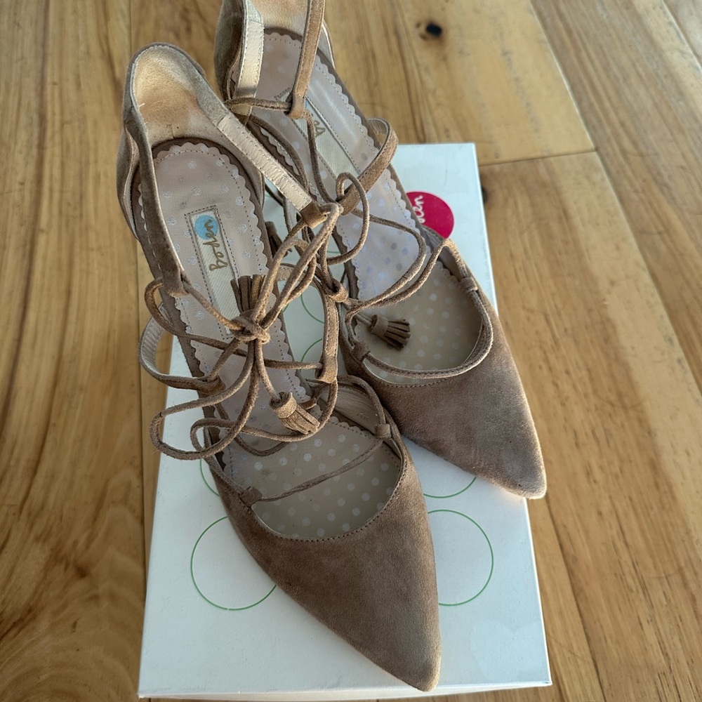 Boden Tan Lace-Up Heels